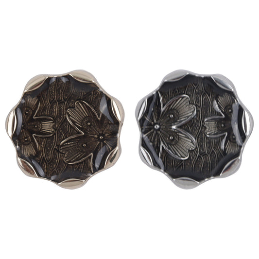 Polygonal Flower Pattern Gold and Silver Metal Shank Buttons 10pcs