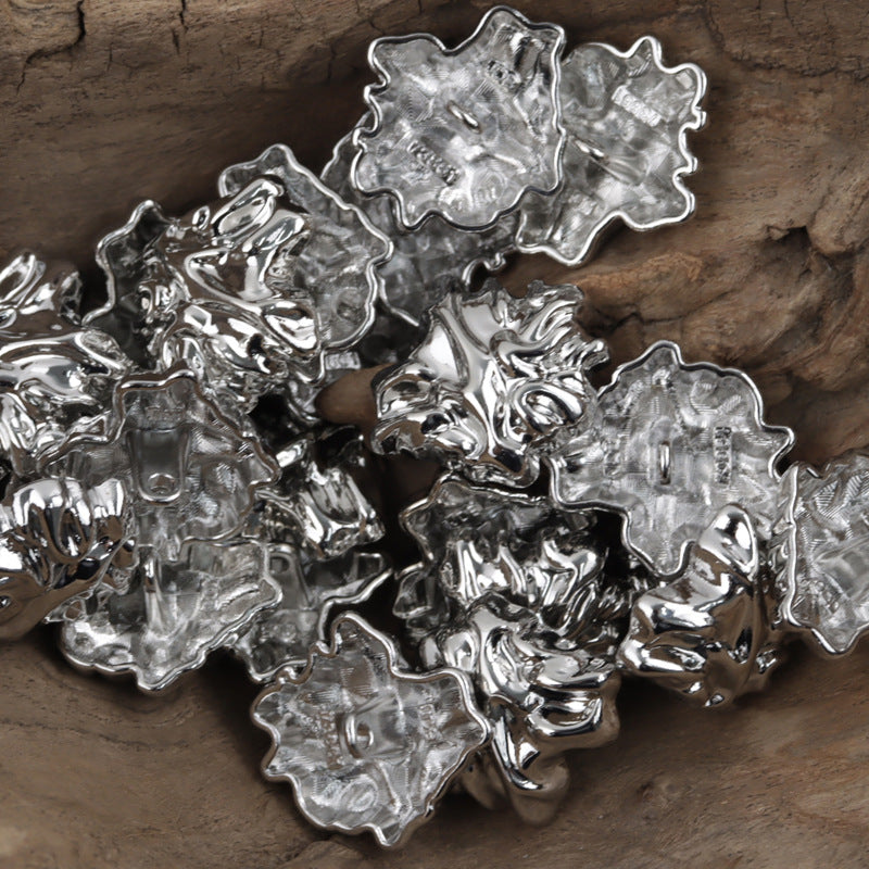 3D Leaf Shaped Metal Buttons with Shank Gold Silver 10pcs