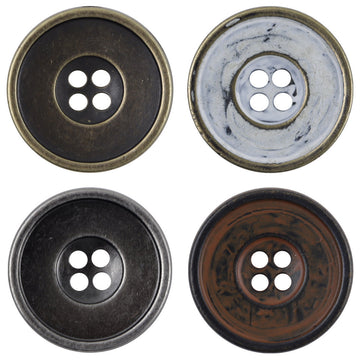 Vintage Rusty Metal 4 Hole Buttons for Denim Shirts 10pcs