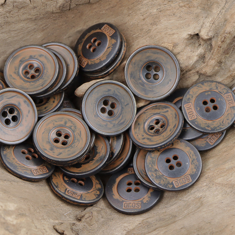 Vintage Rusty Metal 4 Hole Buttons for Denim Shirts 10pcs Rusty
