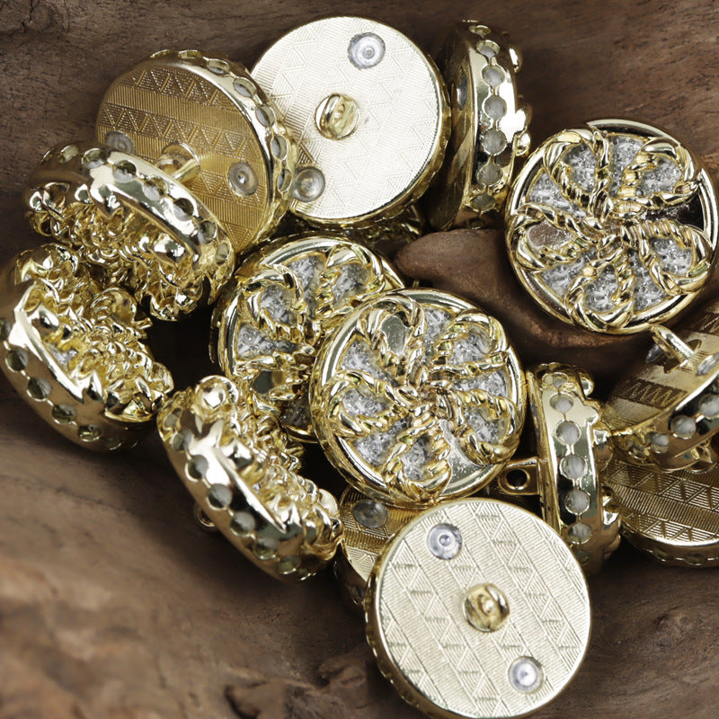 Gold and Silver Windmill Metal Buttons for Woolen Coats 10pcs Gold