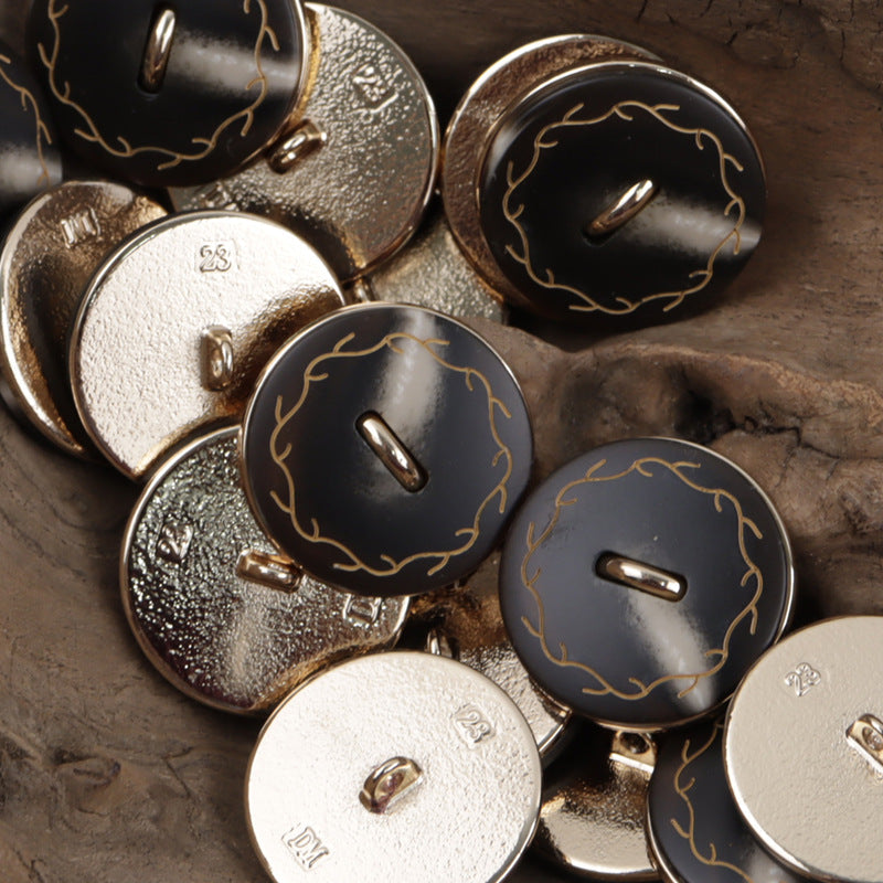 Wreath Pattern Flat Resin-Metal Combination Buttons 10pcs Coffee