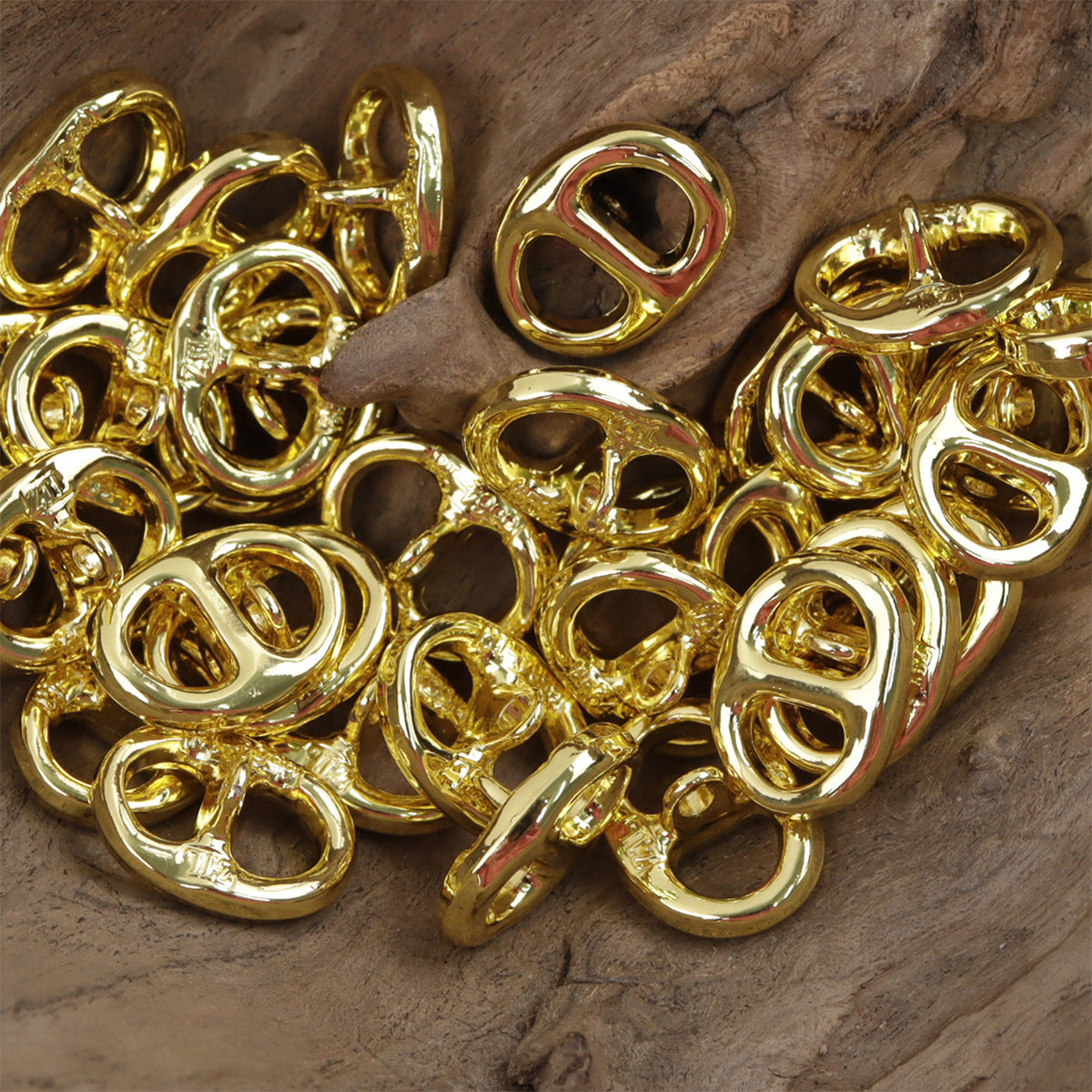 Pig Nose-Shaped Gold Metal Buttons with Shank 10pcs