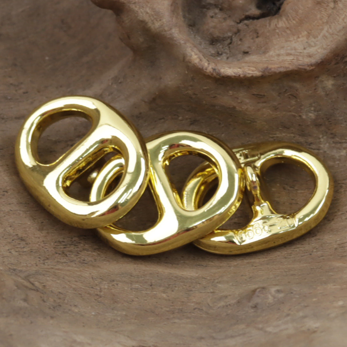Pig Nose-Shaped Gold Metal Buttons with Shank 10pcs