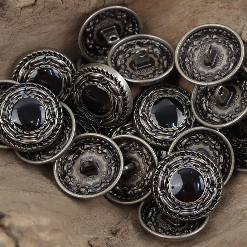 Vintage Ethnic Bronze Metal Buttons for DIY Knitted Bags 10pcs Black Silver