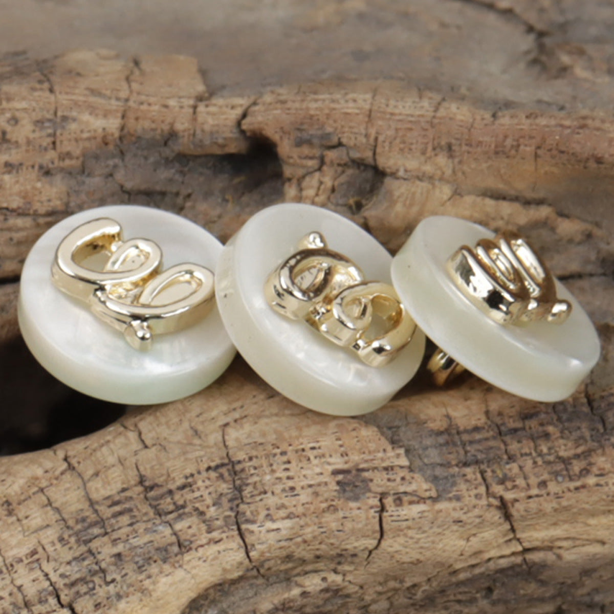 11.5mm Round Beige Decorative Resin Buttons with Metal Handle 20pcs
