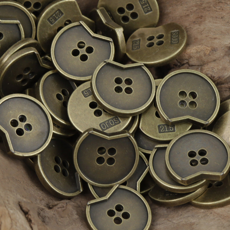 Minimalist Irregular Notched 4-Hole Metal Buttons 10pcs Bronze