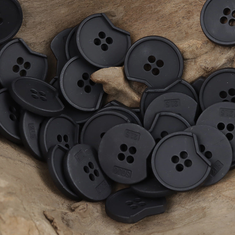 Minimalist Irregular Notched 4-Hole Metal Buttons 10pcs Black