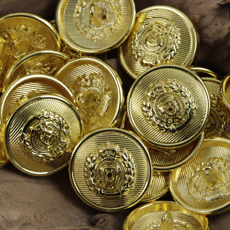 Vintage British School Style Wheat Shield Metal Buttons 10pcs Gold