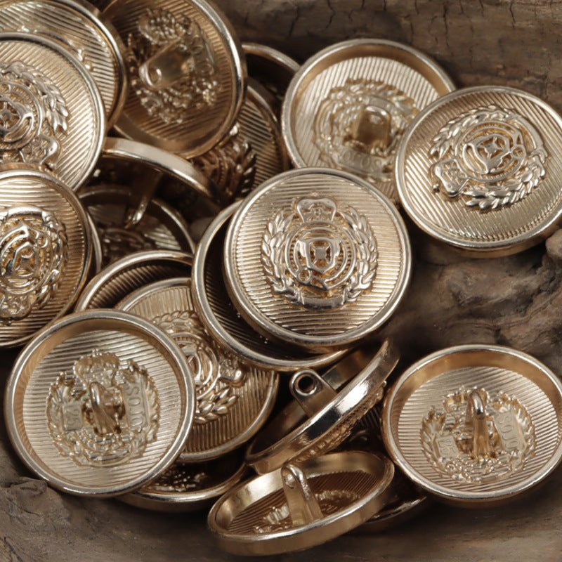 Vintage British School Style Wheat Shield Metal Buttons 10pcs Rose Gold