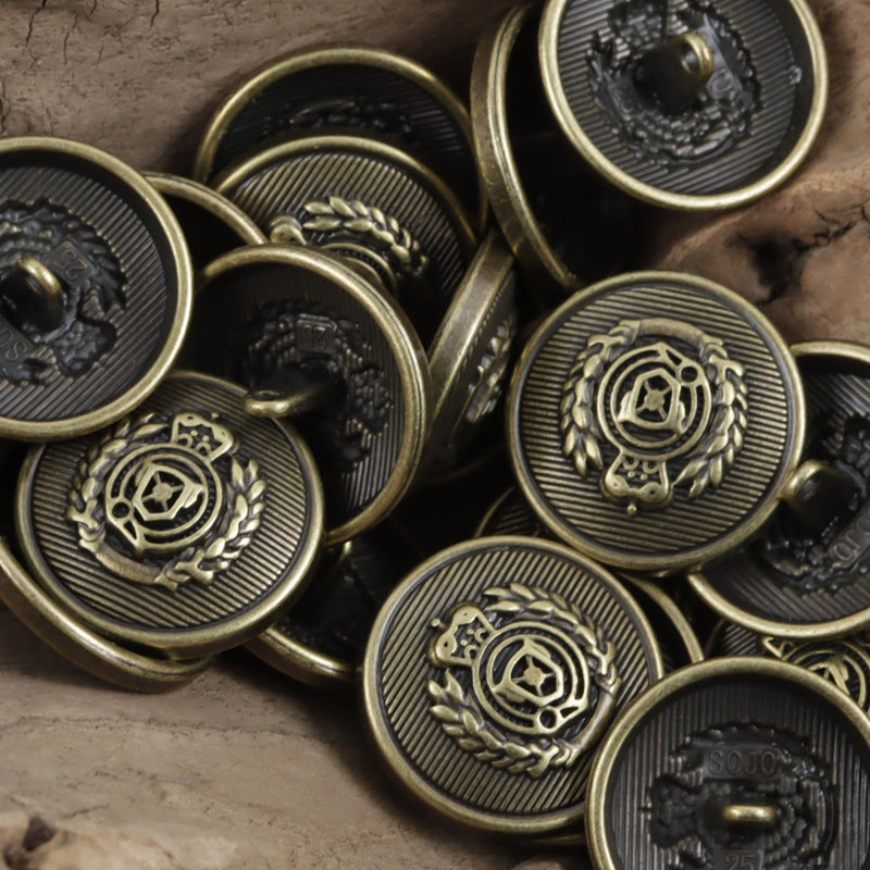 Vintage British School Style Wheat Shield Metal Buttons 10pcs Bronze