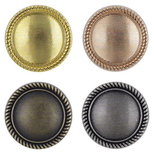 Vintage Striped Zinc Alloy Metal Buttons with Shank 10pcs