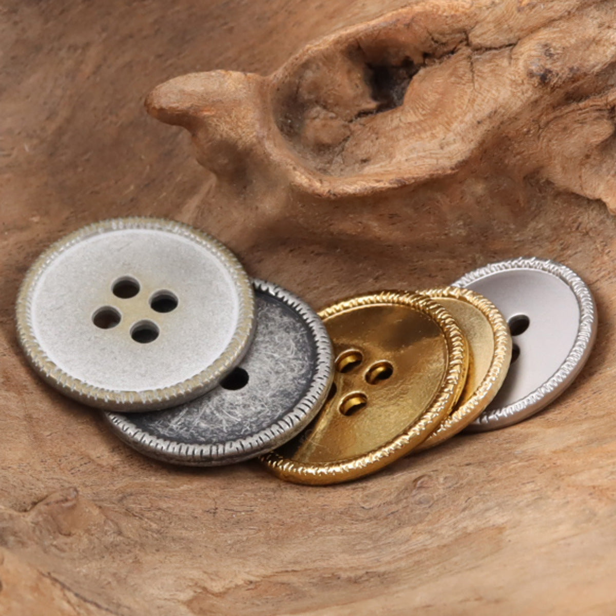 Vintage Silver Flat Metal Buttons for Knitted Hats Teddy Bear 10pcs