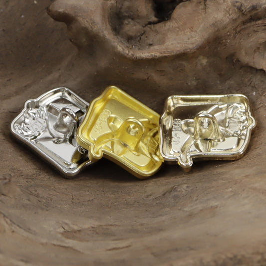 Square Black and Gold Rose Metal Shank Buttons 10pcs