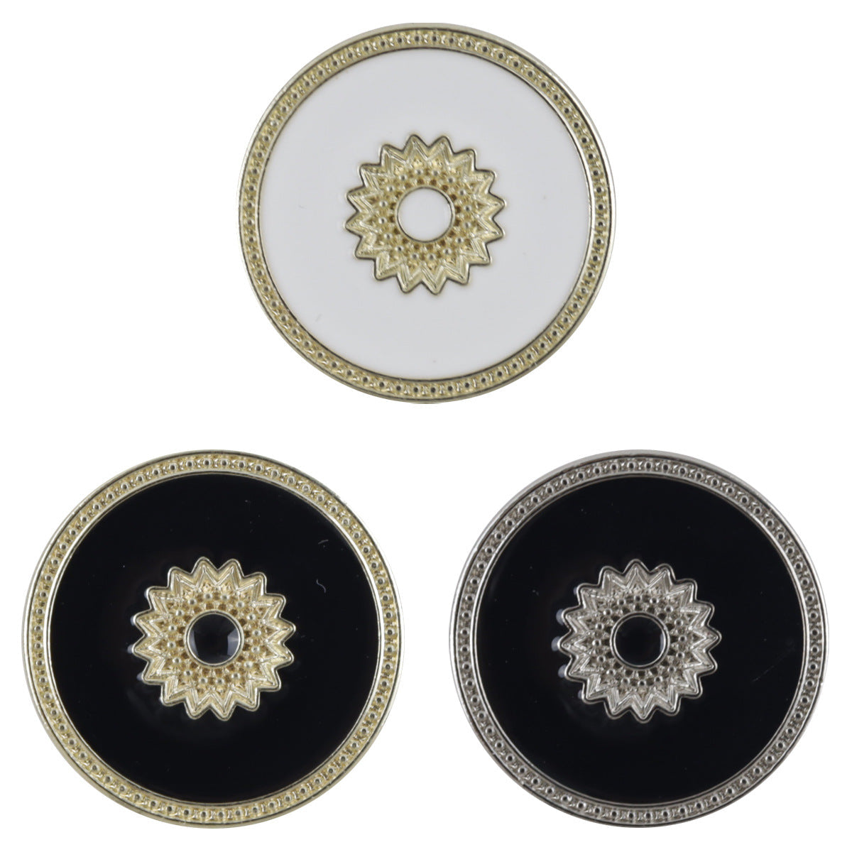 Embellished Floral White Gold Tone Metal Personalized Buttons 10pcs