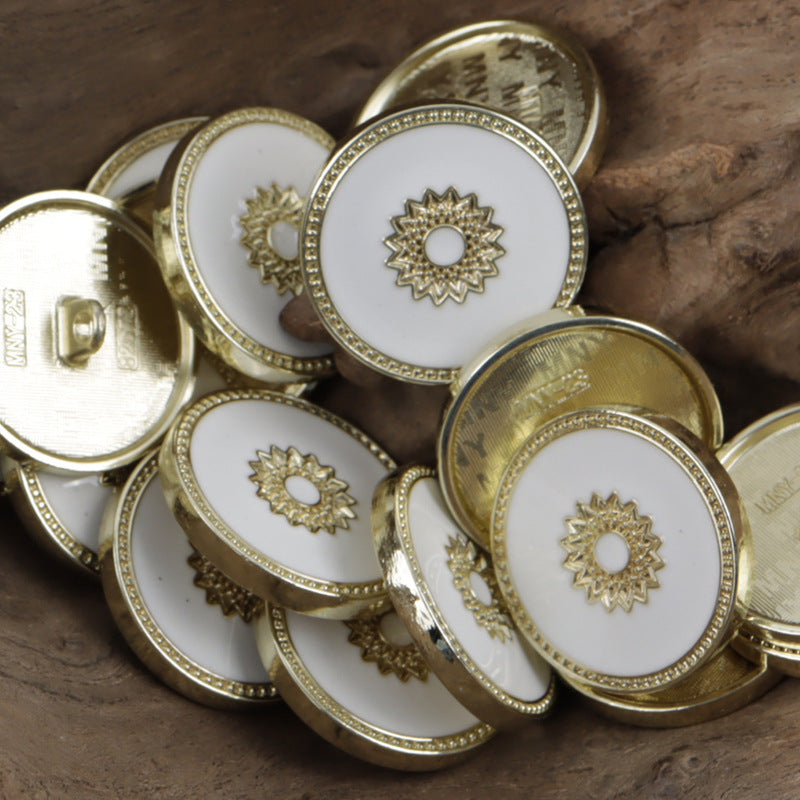 Embellished Floral White Gold Tone Metal Personalized Buttons 10pcs White Gold