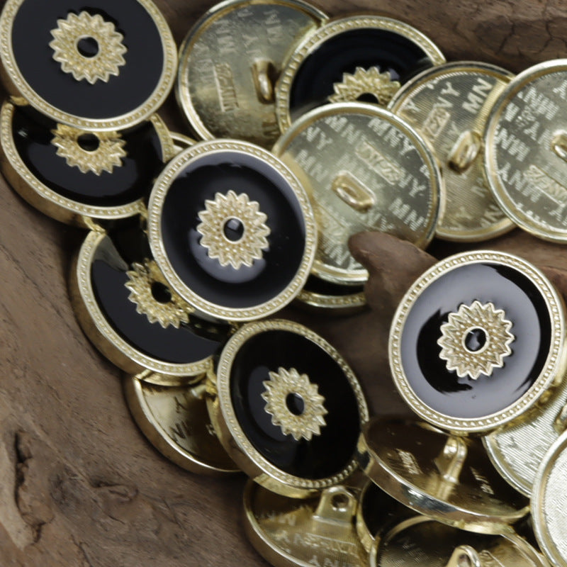 Embellished Floral White Gold Tone Metal Personalized Buttons 10pcs Black Gold