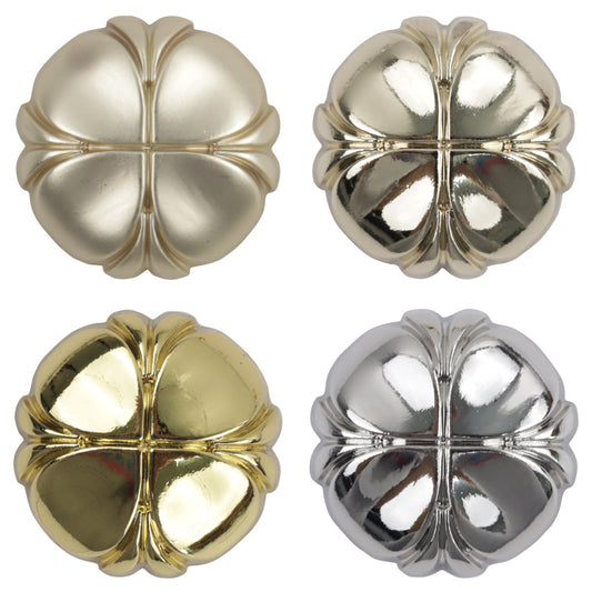 Four-Leaf Clover Misty Gold Metal Shank Buttons - 10pcs