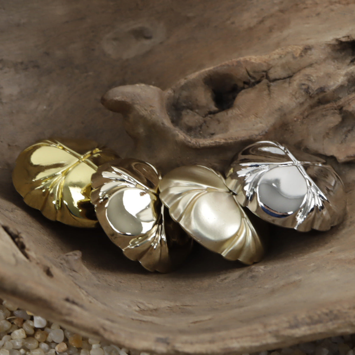 Four-Leaf Clover Misty Gold Metal Shank Buttons - 10pcs