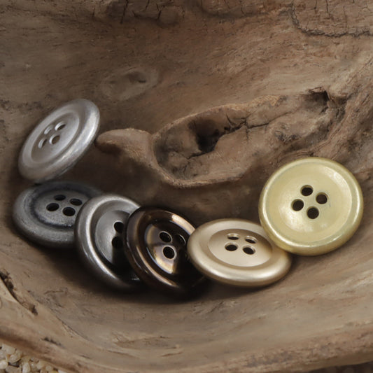 Vintage Double-Sided Aged Gold Silver 4-Hole Metal Buttons,10pcs