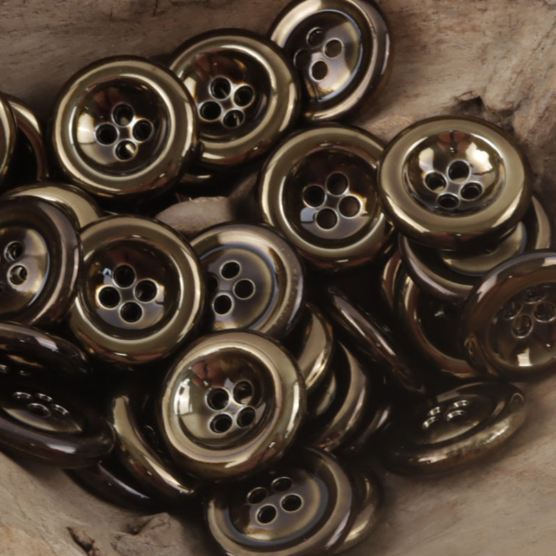Vintage Double-Sided Aged Gold Silver 4-Hole Metal Buttons,10pcs Brown Gold