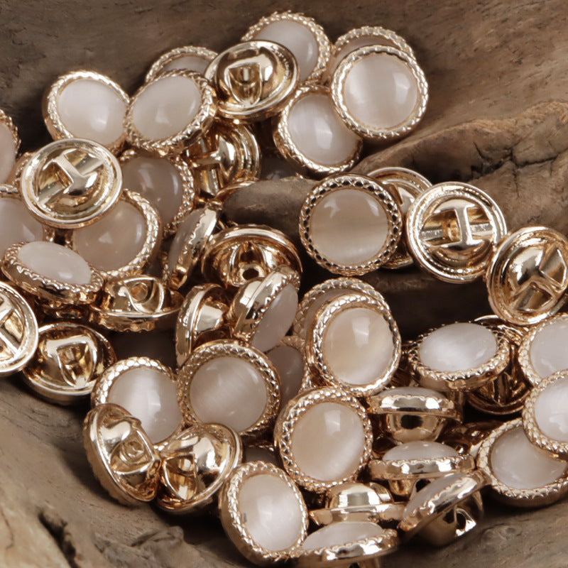 11.5mm Pearlescent Metal Buttons for Elegant Shirts 10pcs Beige