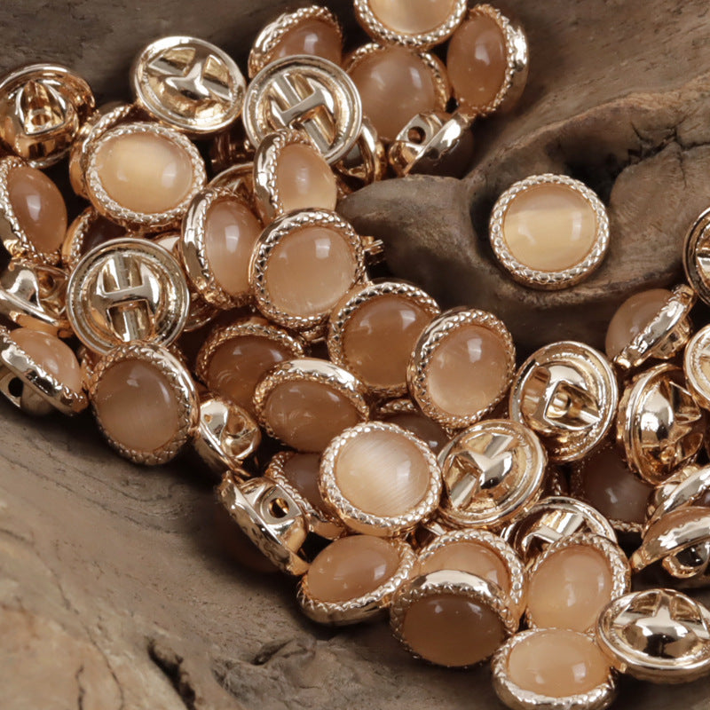11.5mm Pearlescent Metal Buttons for Elegant Shirts 10pcs Light Orange