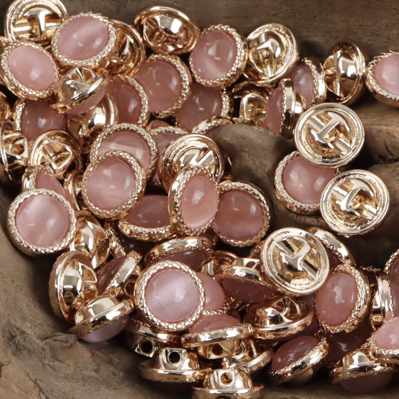 11.5mm Pearlescent Metal Buttons for Elegant Shirts 10pcs Pink