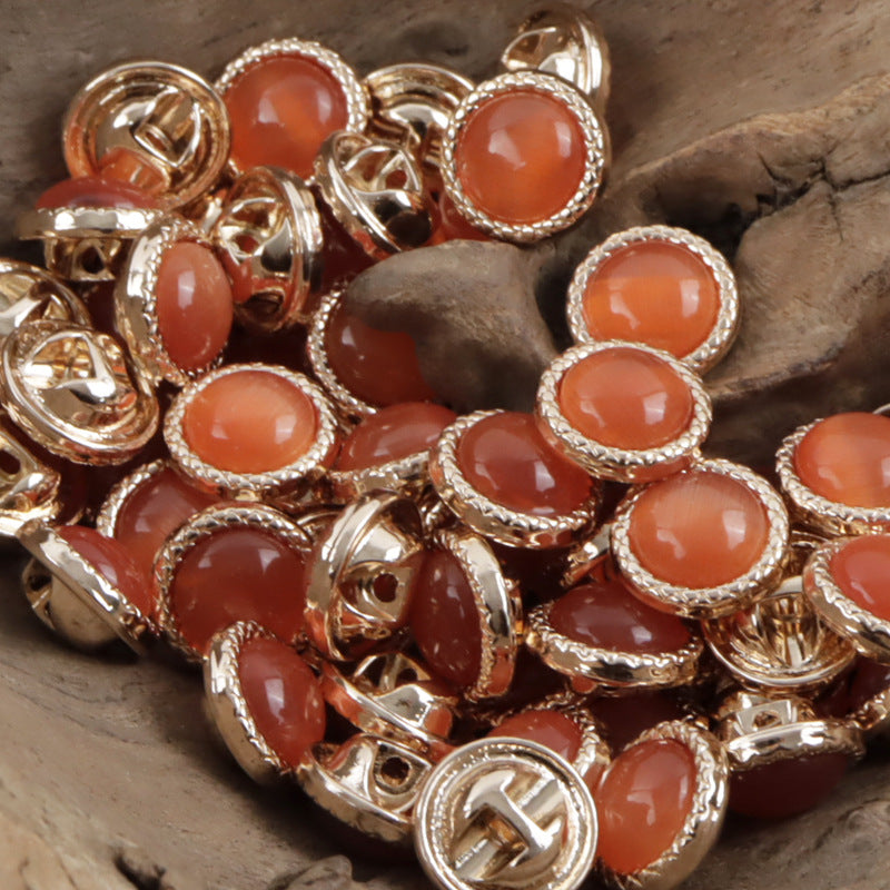 11.5mm Pearlescent Metal Buttons for Elegant Shirts 10pcs Red Orange