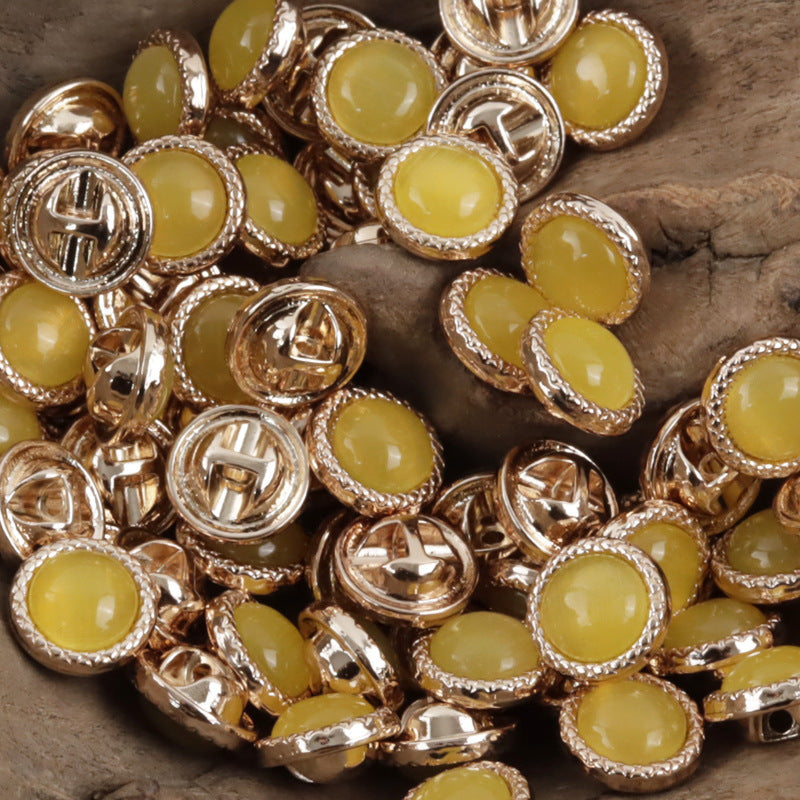 11.5mm Pearlescent Metal Buttons for Elegant Shirts 10pcs Yellow