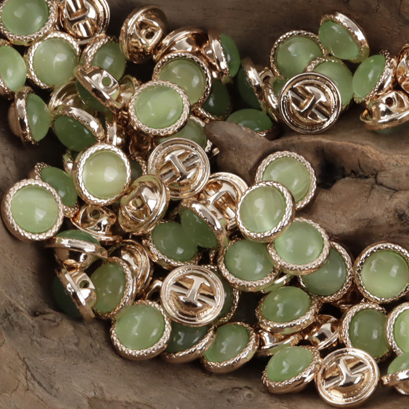 11.5mm Pearlescent Metal Buttons for Elegant Shirts 10pcs Light Green