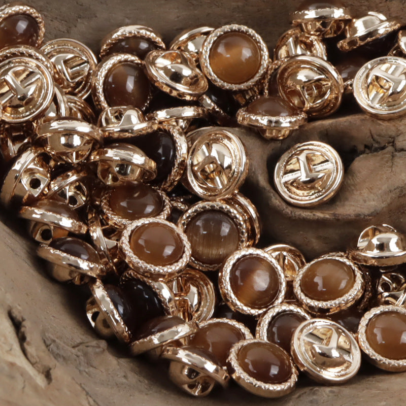 11.5mm Pearlescent Metal Buttons for Elegant Shirts 10pcs Brown