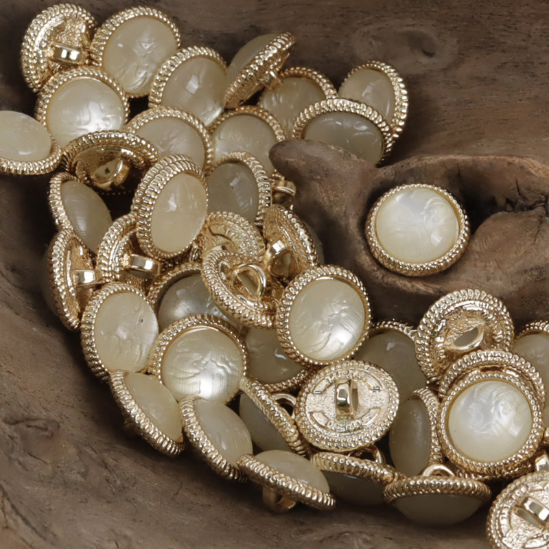 11.5mm Champagne Resin-Metal Buttons for Dresses Silk Shirts 20pcs Champagne