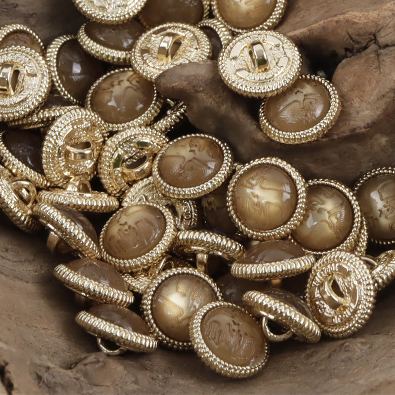 11.5mm Champagne Resin-Metal Buttons for Dresses Silk Shirts 20pcs Coffee