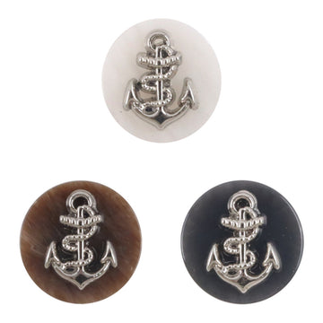 Metal Anchor Pattern Resin Buttons for Navy Striped Cardigans 10pcs
