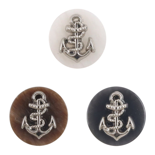Metal Anchor Pattern Resin Buttons for Navy Striped Cardigans 10pcs