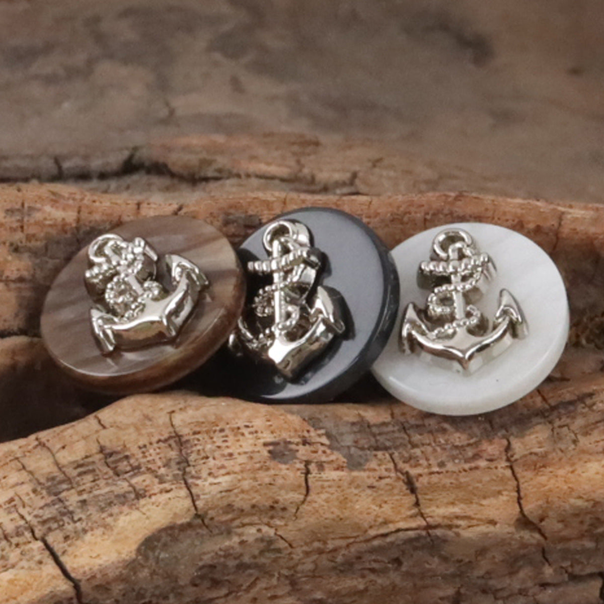 Metal Anchor Pattern Resin Buttons for Navy Striped Cardigans 10pcs