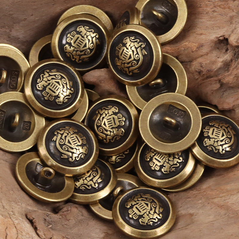 Double Lion Crown Shank Metal Buttons,10PCS Bronze