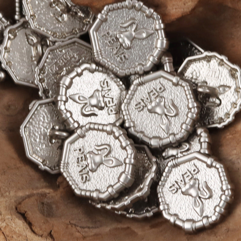 Rabbit Sheriff Golden Metal Buttons for School Uniforms 10pcs Silver