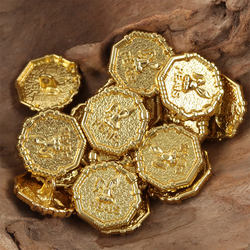 Rabbit Sheriff Golden Metal Buttons for School Uniforms 10pcs Gold