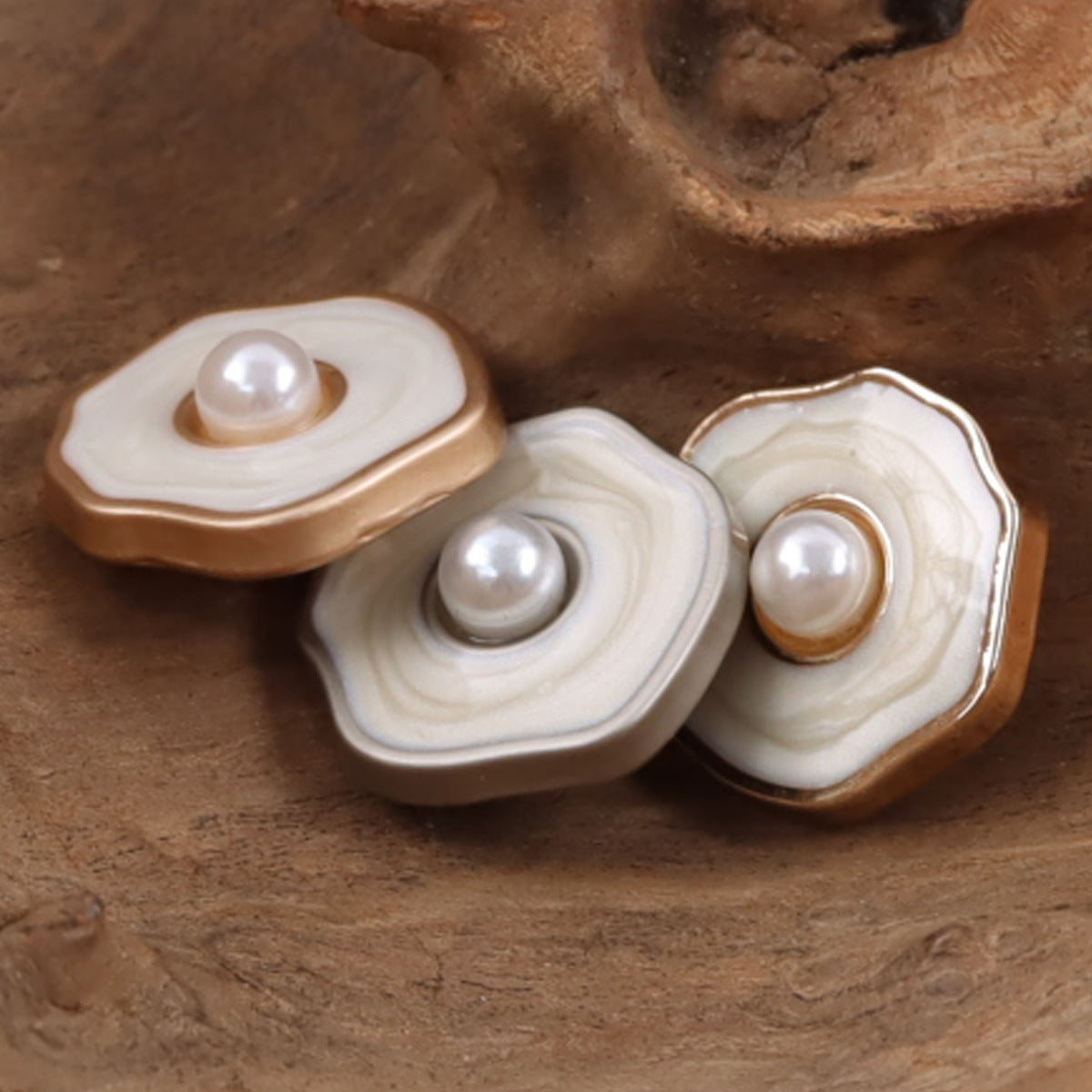 Polygonal Pearl Gold Silver Metal Buttons for Women's Woolen Suit 10pcs