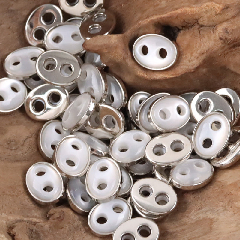 Pig Nose Resin Metal Buttons for Children's Shirts Sweaters10pcs White Silver