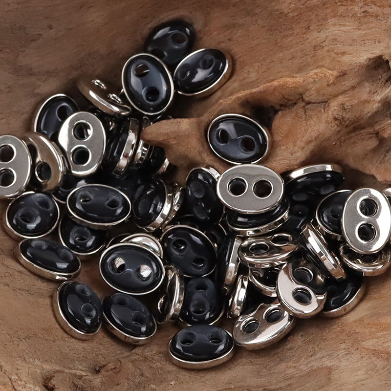 Pig Nose Resin Metal Buttons for Children's Shirts Sweaters10pcs Black Silver