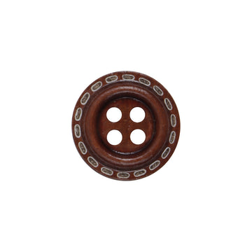 Dashed Circle Four-Hole Red Lacquered Wooden Buttons 100PCS