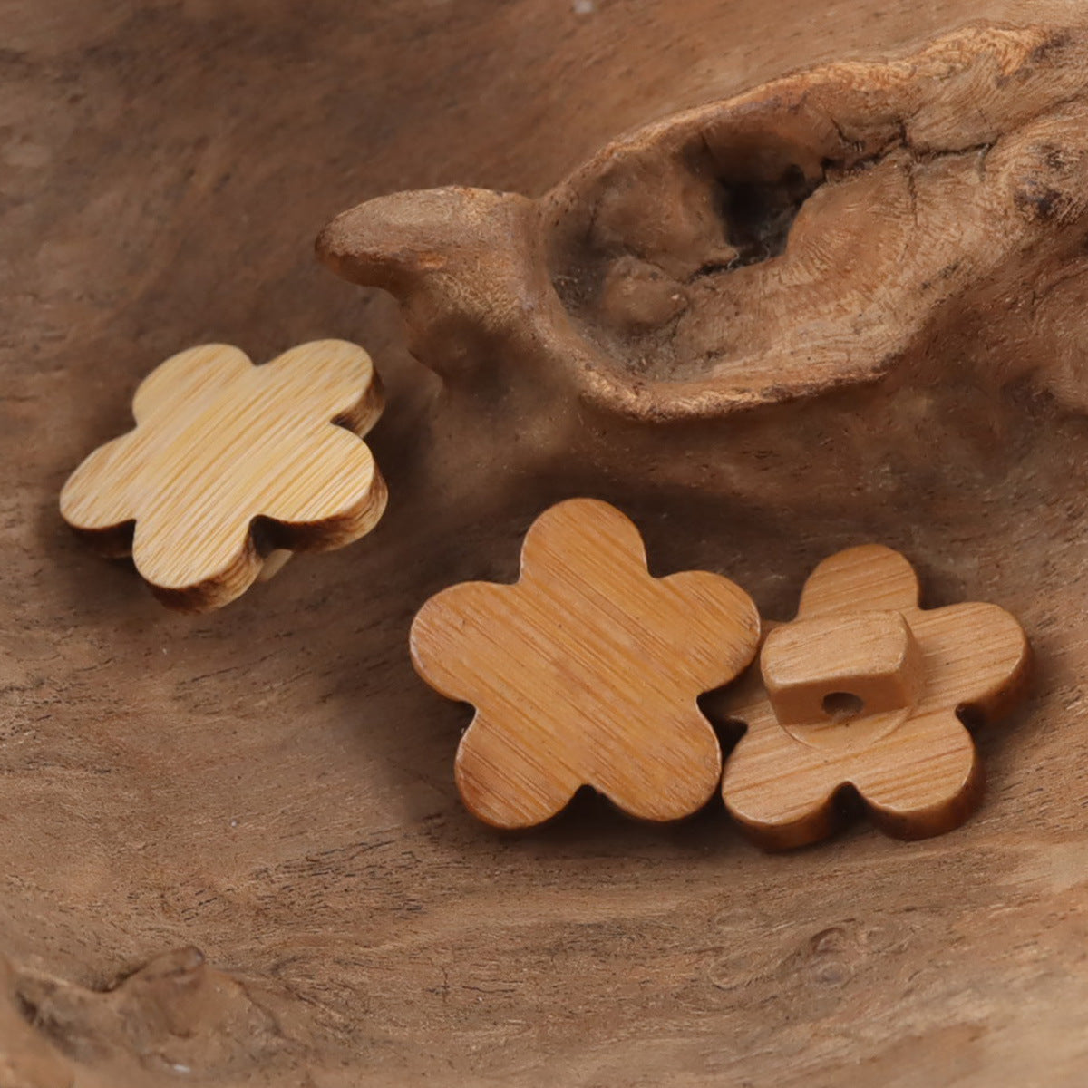 Plum Blossom-Shaped Natural Bamboo Buttons 10PCS