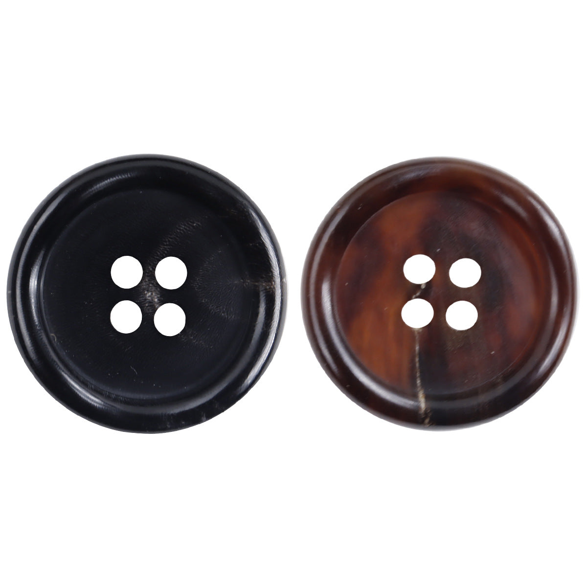 Irregular Curved Wave Natural Coffee Four-Hole Real Horn Buttons 10pcs