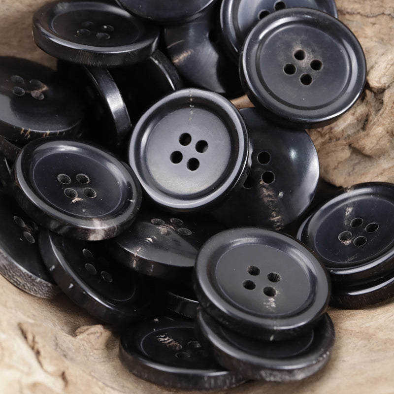 Natural Black Real Horn Buttons for Luxurious Winter Suits 10pcs Black