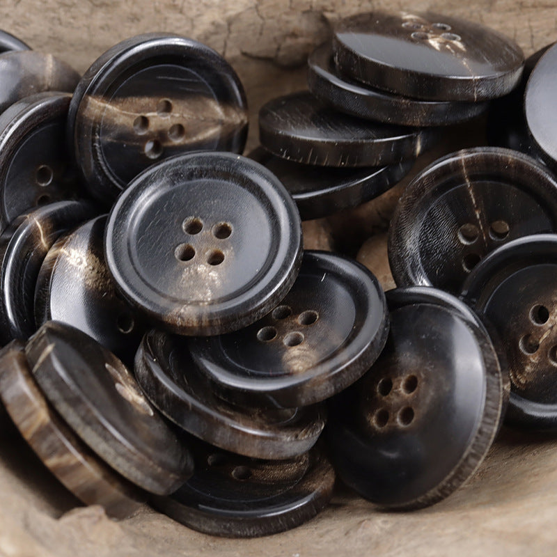 Natural Black Real Horn Buttons for Luxurious Winter Suits 10pcs Coffee