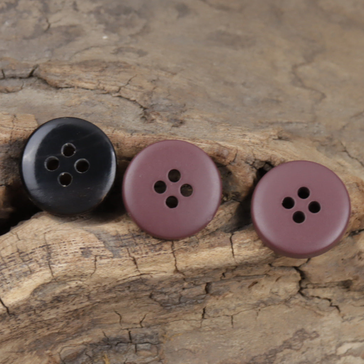 Frosted Purple-Red Real Horn Buttons for Winter Jackets 10pcs