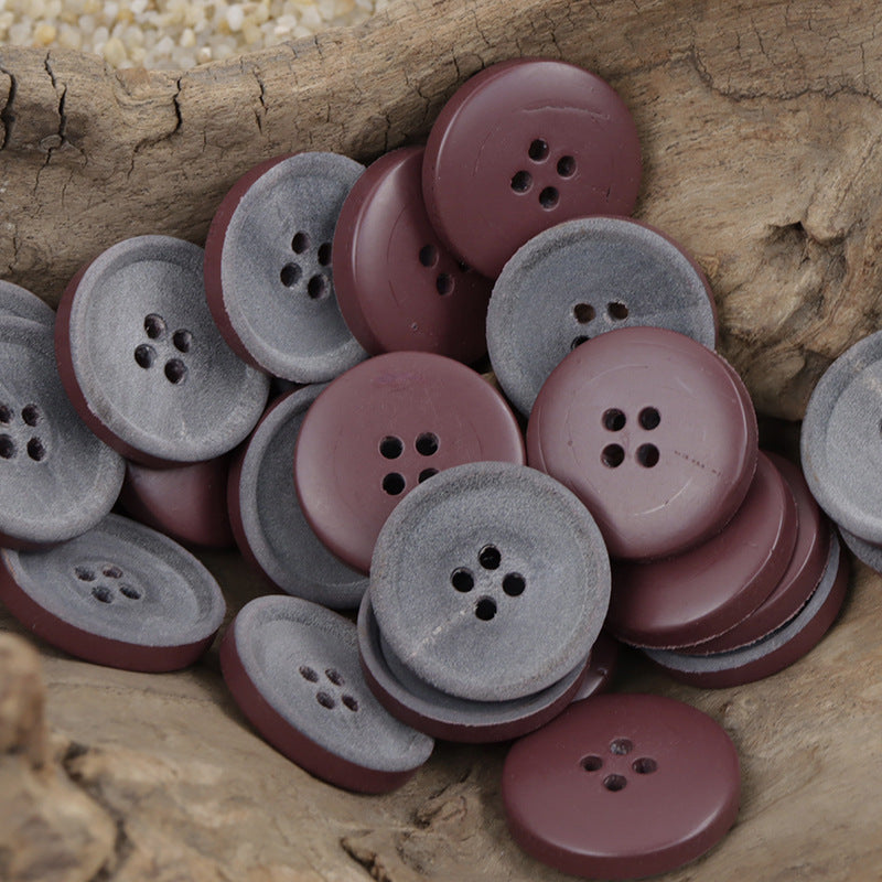 Frosted Purple-Red Real Horn Buttons for Winter Jackets 10pcs Gray Red